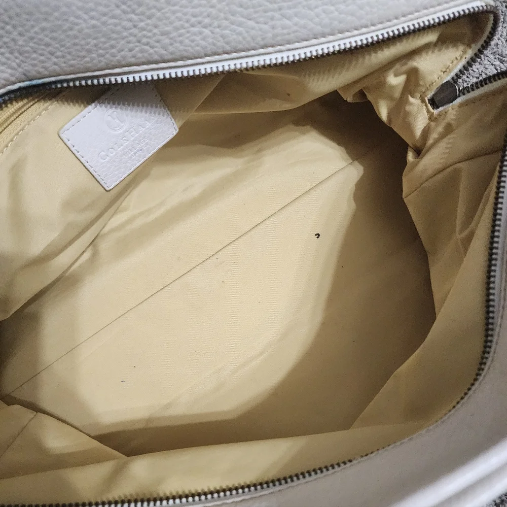 COLE HAAN Large White Leather Tote
